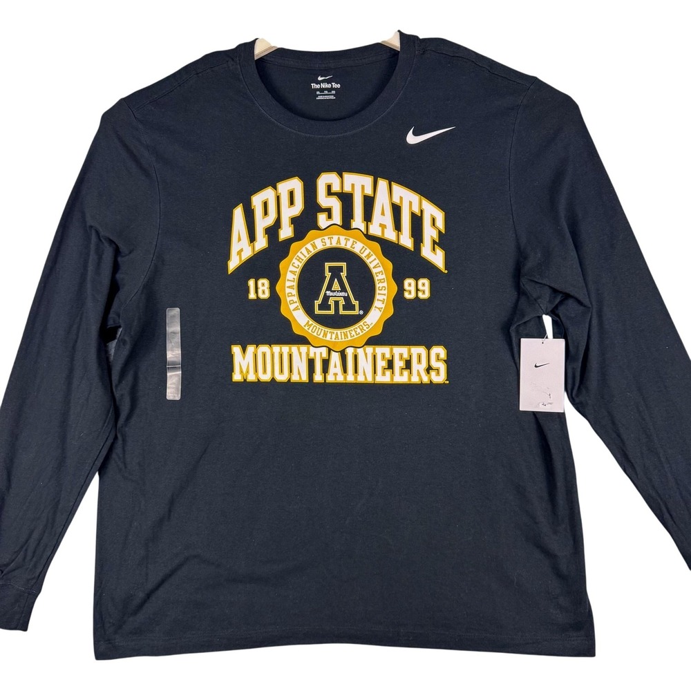 Appalachian State Mountaineers Shirt Mens 2XL Black Nike Long Sleeve‎ Football